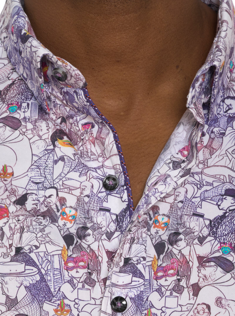 MASQUERADE SHORT SLEEVE  BUTTON DOWN SHIRT