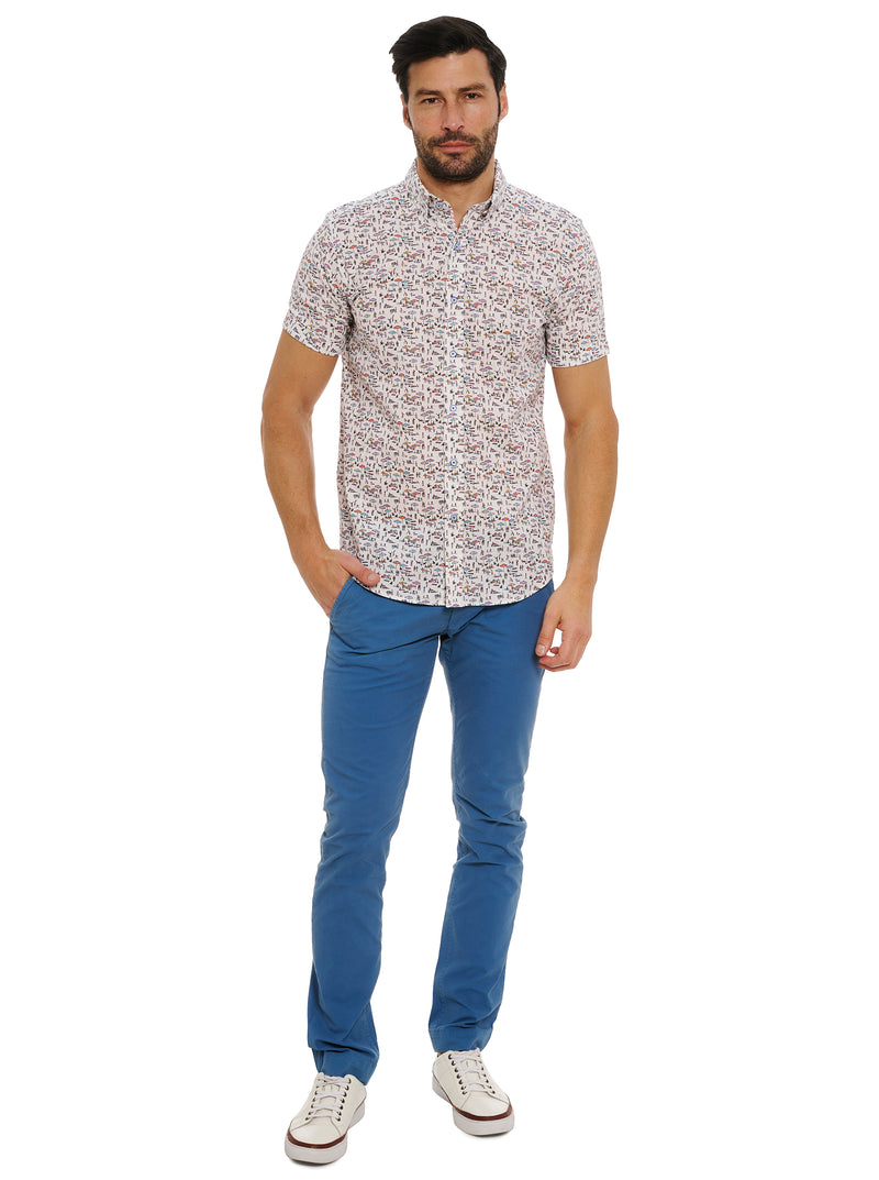 BEACH BOUND SHORT SLEEVE BUTTON DOWN SHIRT
