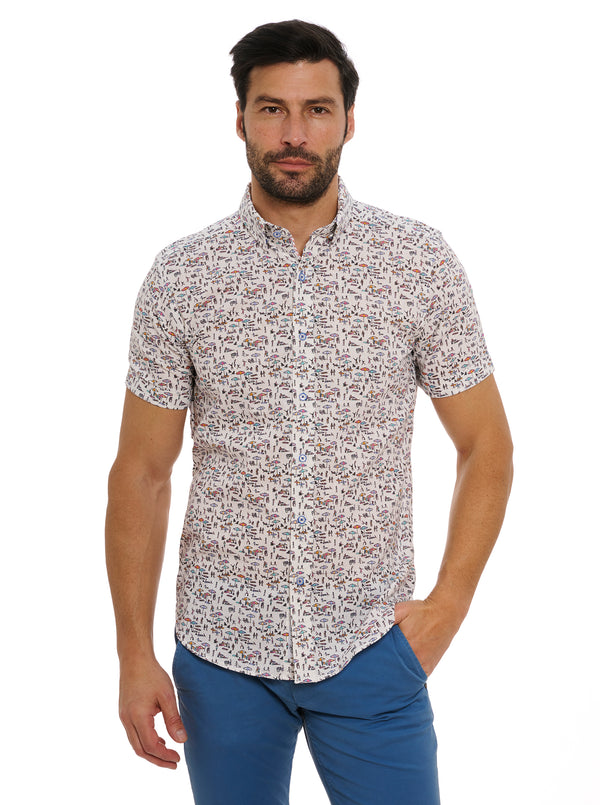 BEACH BOUND SHORT SLEEVE BUTTON DOWN SHIRT