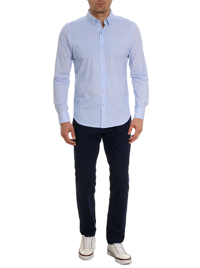 REN MOTION LONG SLEEVE BUTTON DOWN KNIT SHIRT