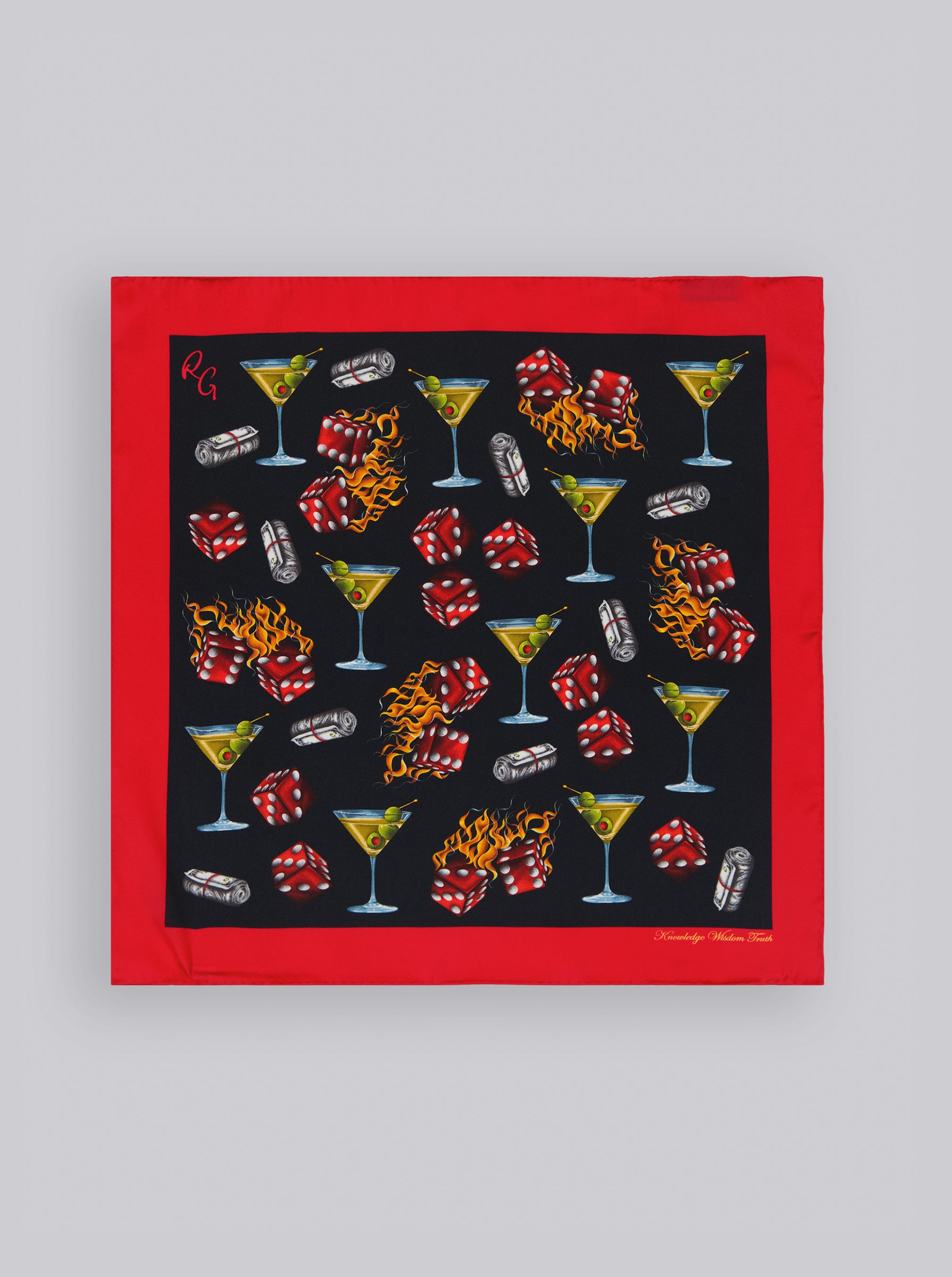 MARTINI & DICE POCKET SQUARE