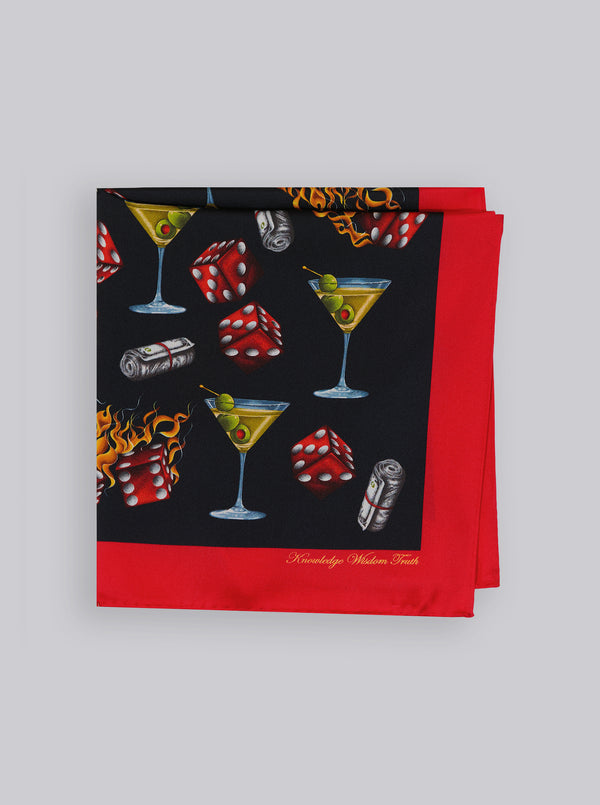MARTINI & DICE POCKET SQUARE