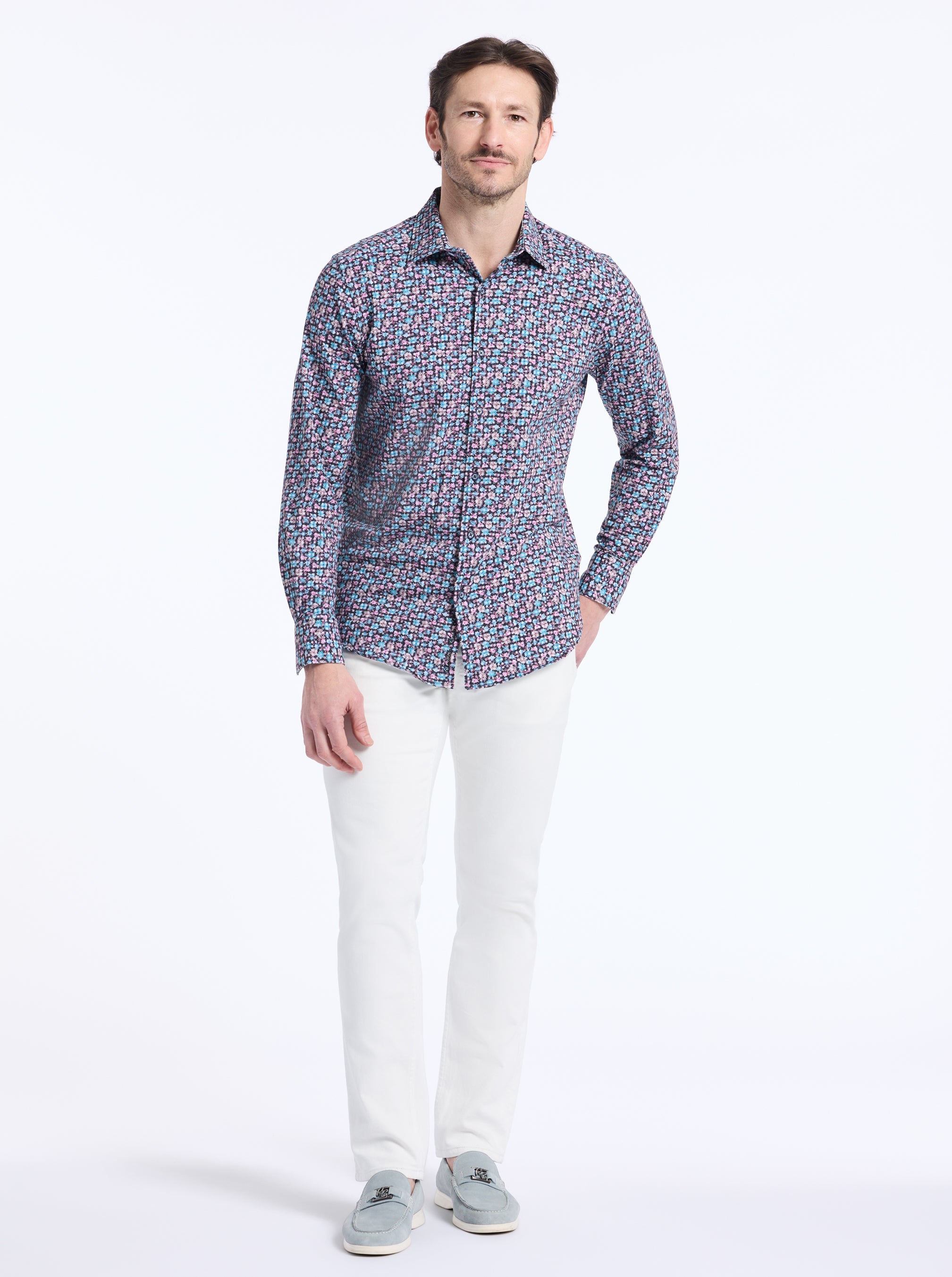 SHIPTON LONG SLEEVE BUTTON DOWN KNIT SHIRT