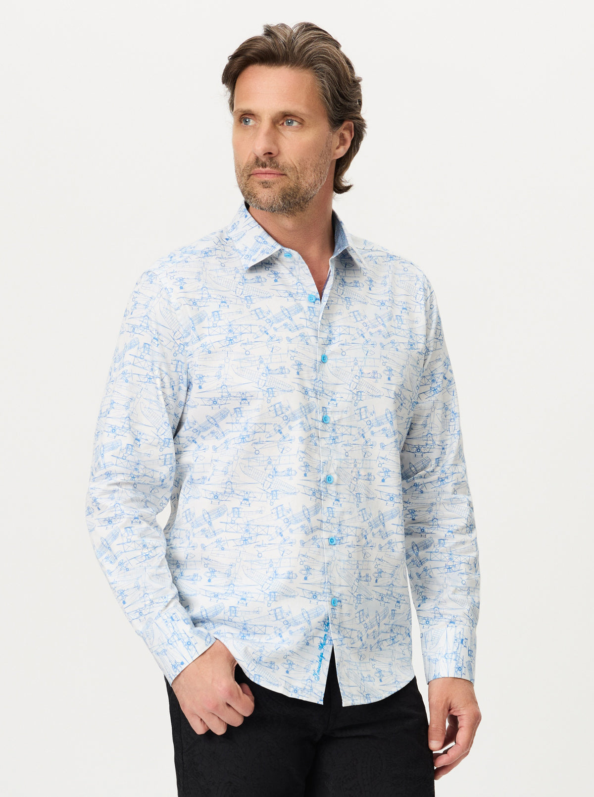 AVIATOR LONG SLEEVE BUTTON DOWN SHIRT
