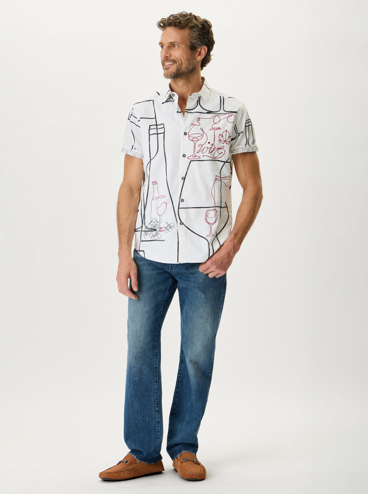 SEEING DOUBLE SHORT SLEEVE BUTTON DOWN SHIRT