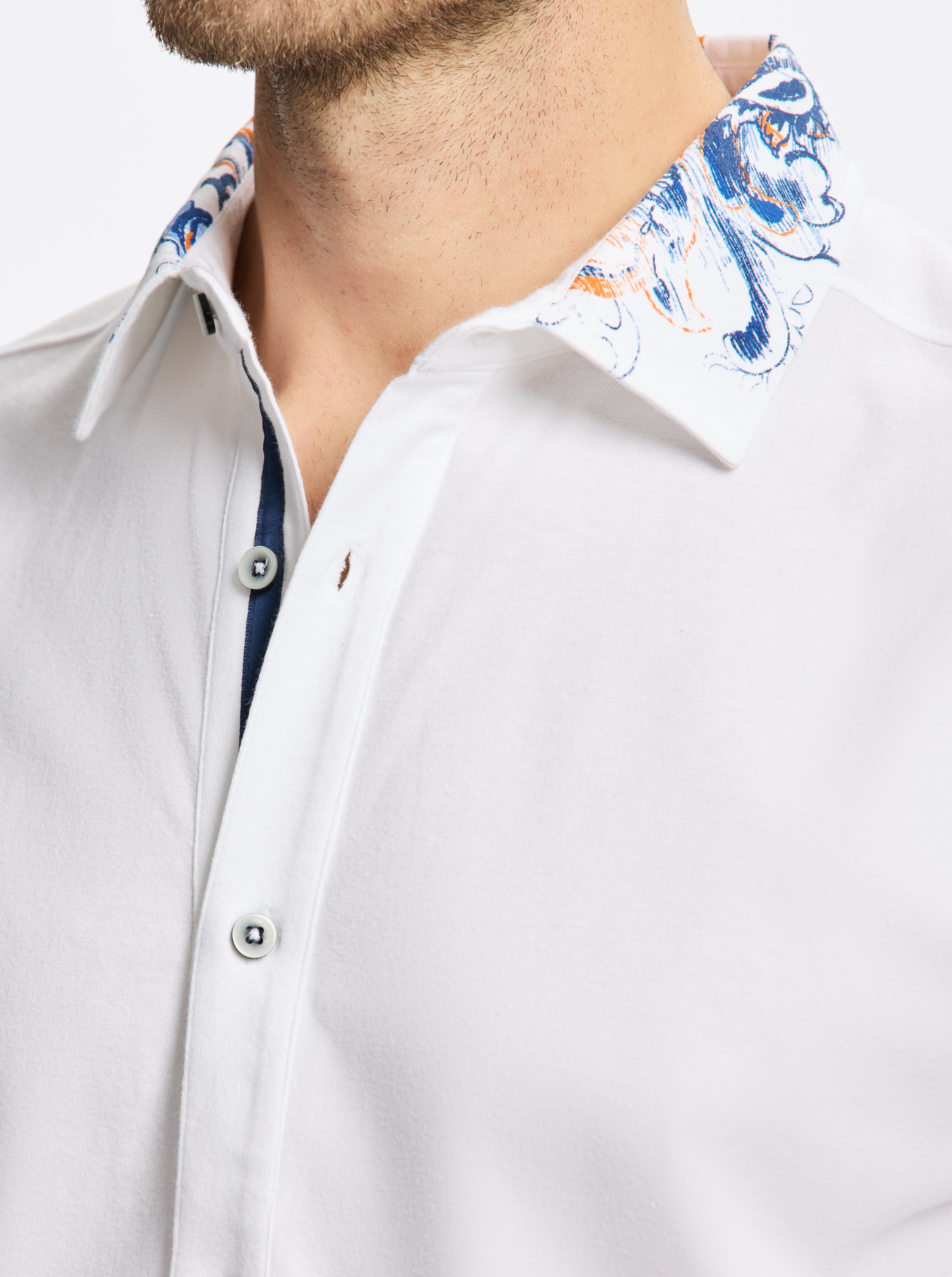 ORANGE PAISLEY SHORT SLEEVE BUTTON DOWN SHIRT