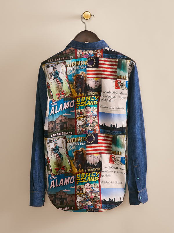 POSTCARDS LONG SLEEVE BUTTON DOWN SHIRT