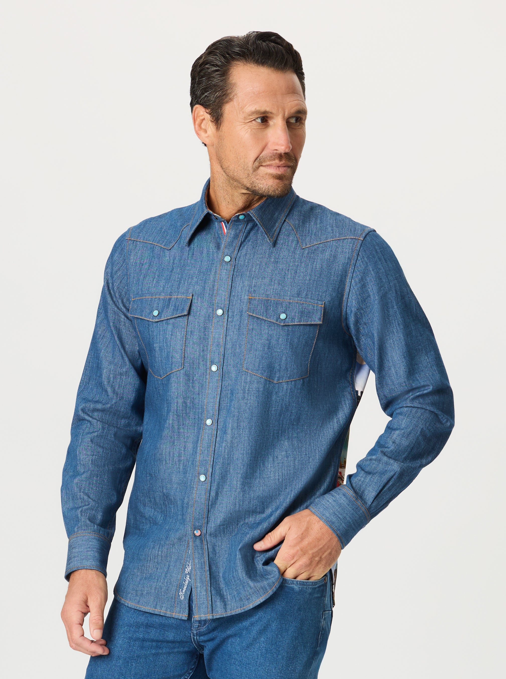 POSTCARDS LONG SLEEVE BUTTON DOWN SHIRT