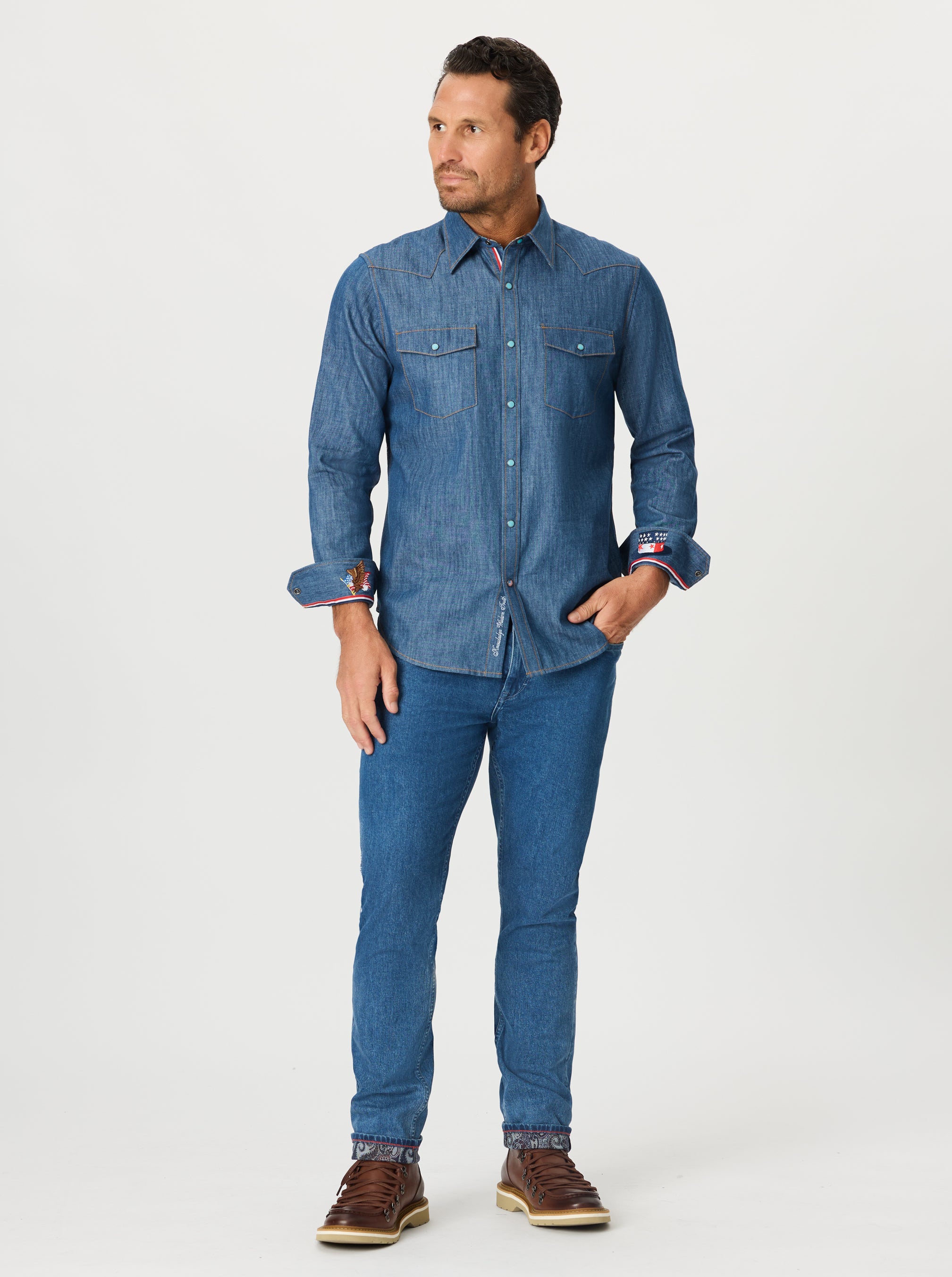 POSTCARDS LONG SLEEVE BUTTON DOWN SHIRT