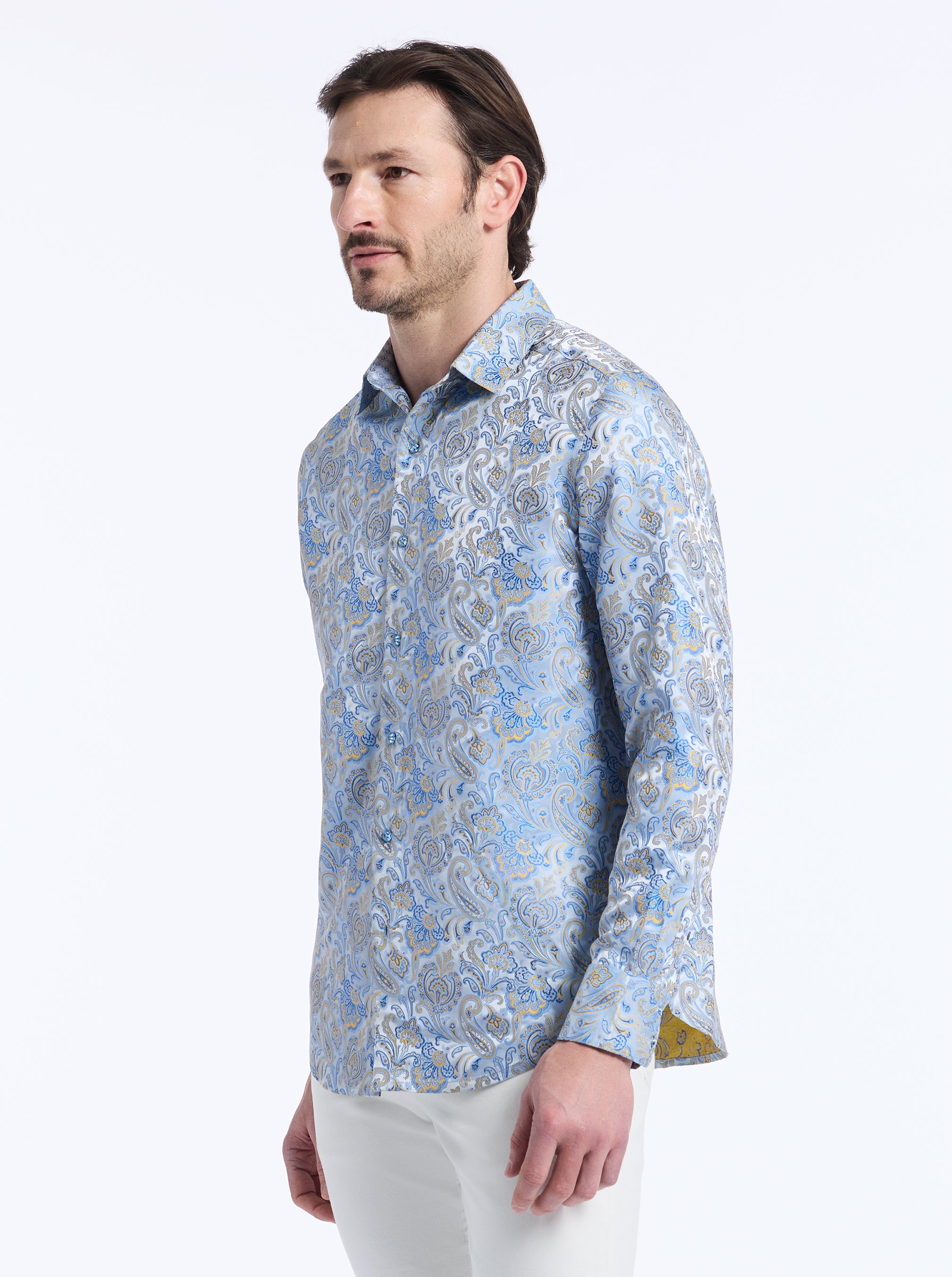 LIMITED EDITION MONACO SUMMER LONG SLEEVE BUTTON DOWN SHIRT