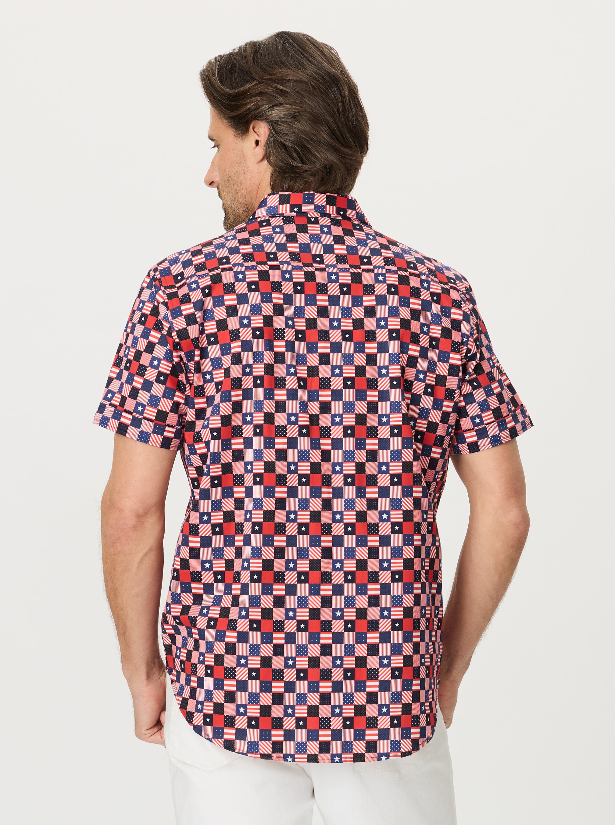 STARS ALIGNED SHORT SLEEVE BUTTON DOWN SHIRT