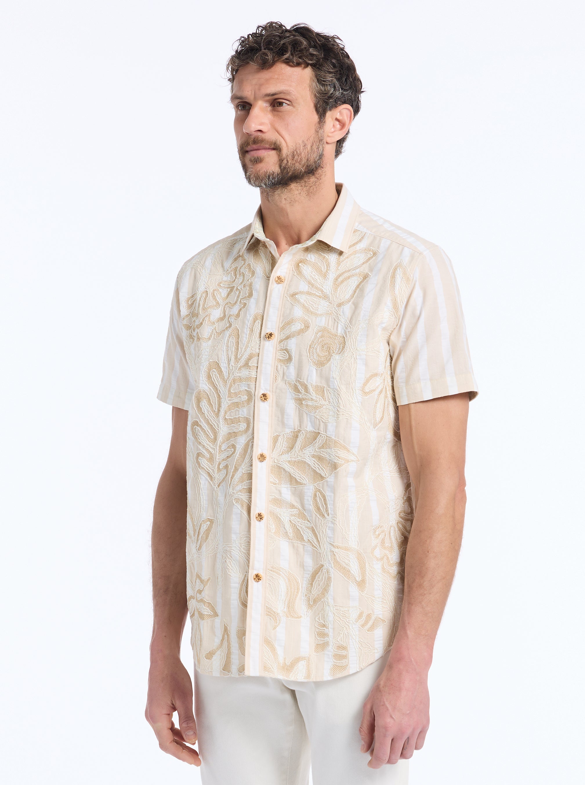 LIMITED EDITION DESERT LEAVES SHORT SLEEVE BUTTON DOWN SHIRT