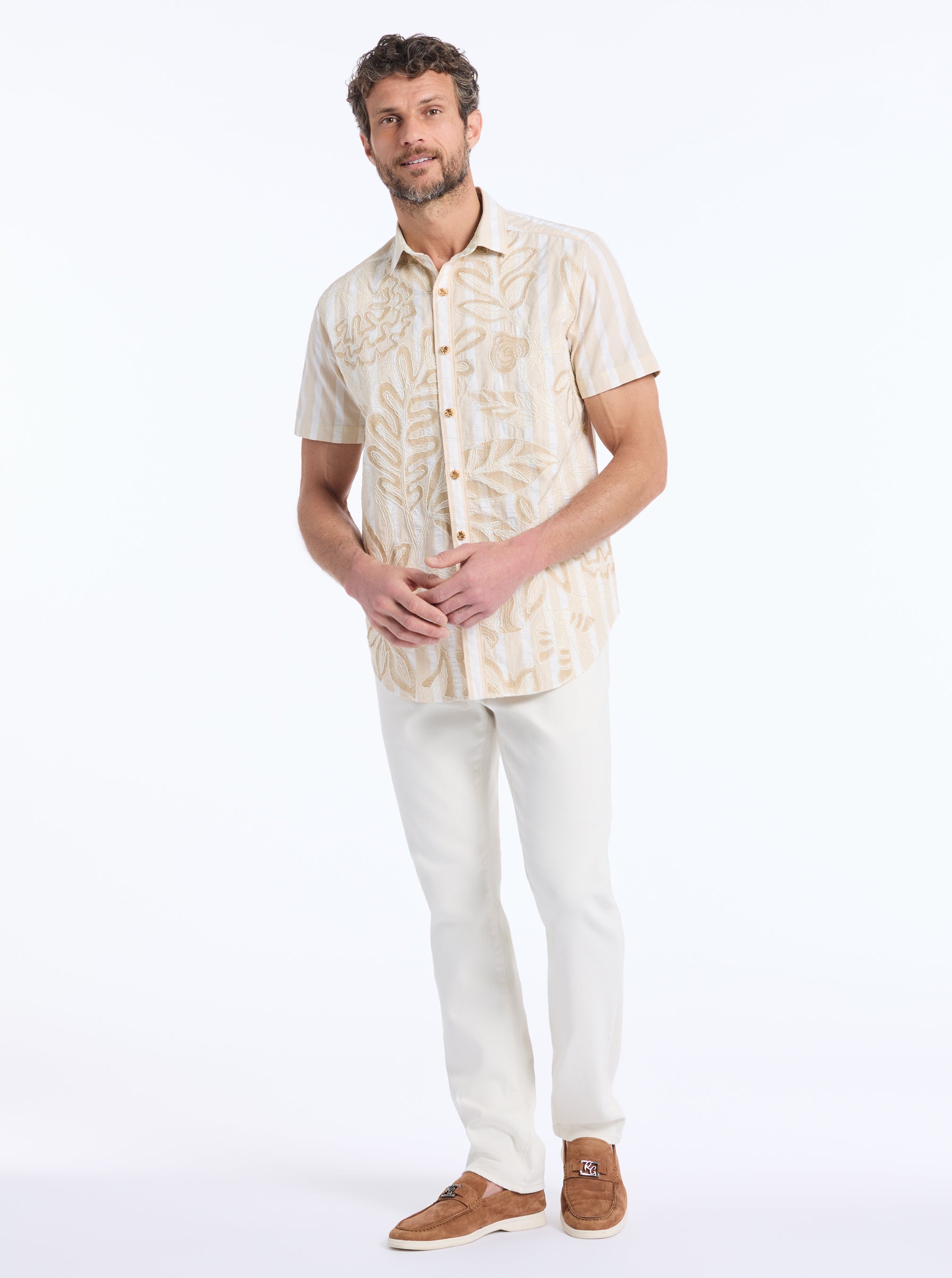LIMITED EDITION DESERT LEAVES SHORT SLEEVE BUTTON DOWN SHIRT