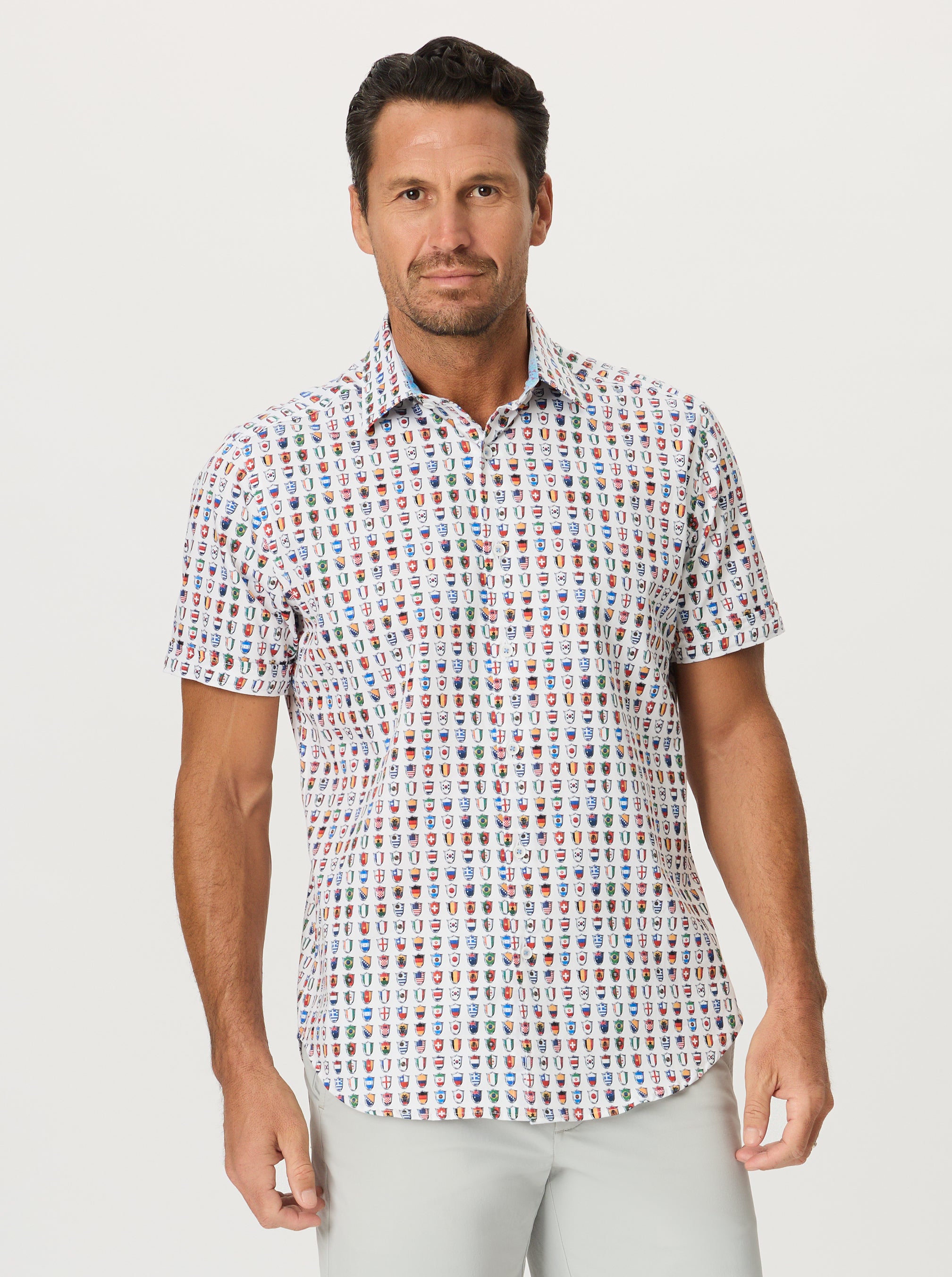 FOR THE WIN SHORT SLEEVE BUTTON DOWN SHIRT