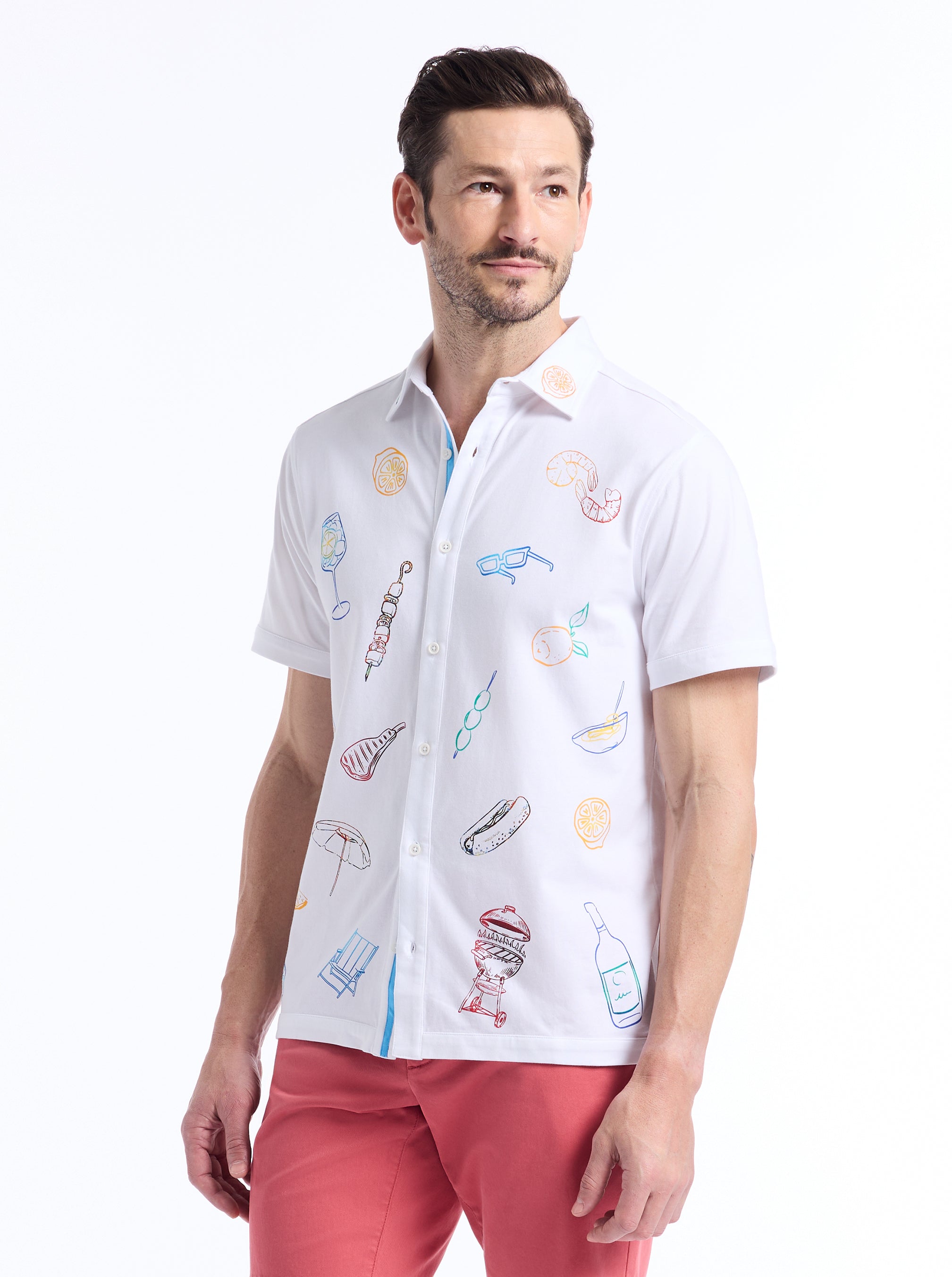 OUT OF OFFICE SHORT SLEEVE BUTTON DOWN SHIRT
