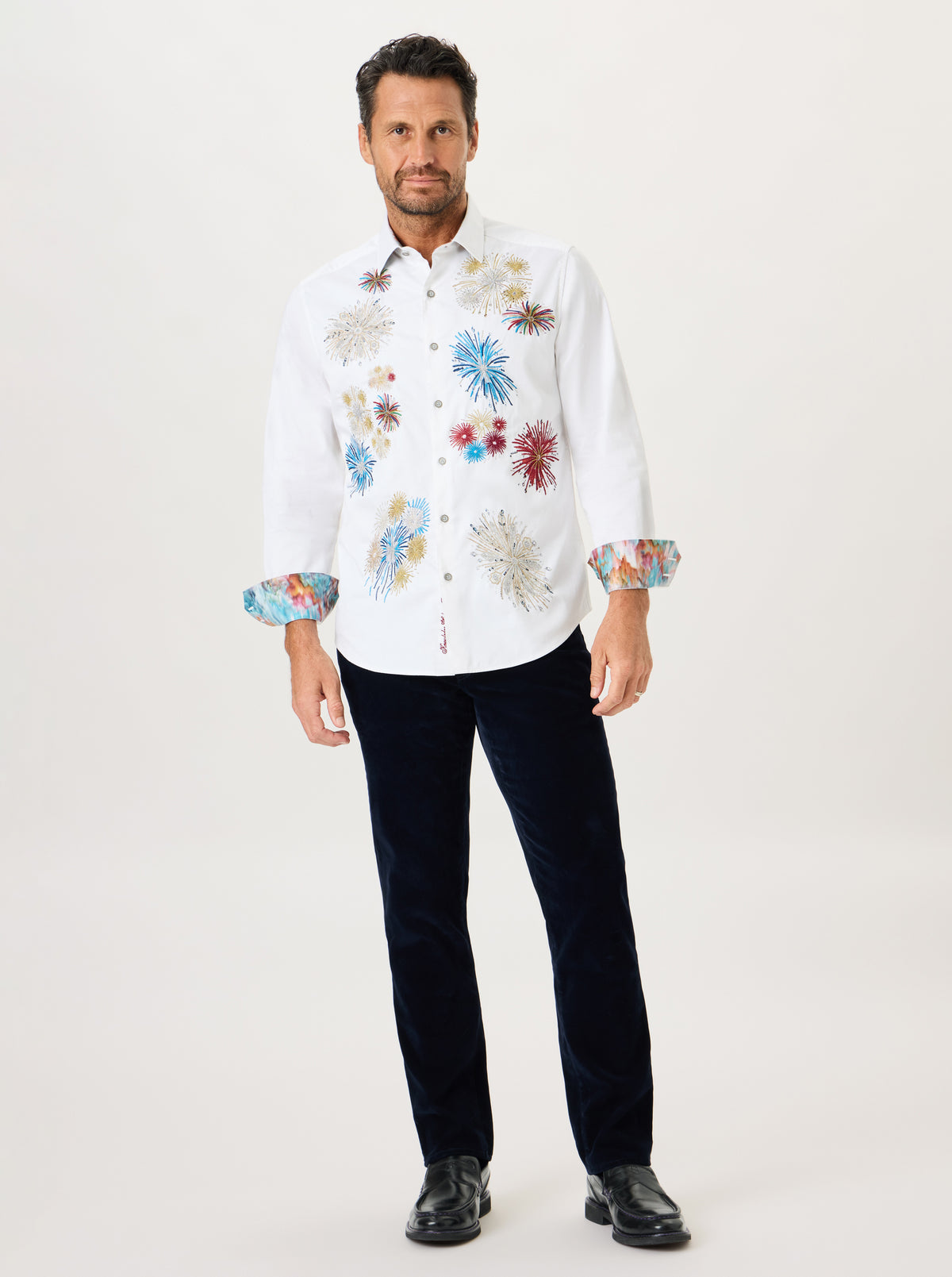 STAR SPANGLED LONG SLEEVE BUTTON DOWN SHIRT