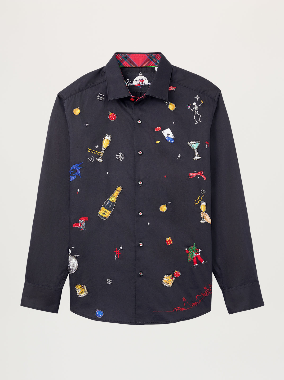 XMAS RIOT LONG SLEEVE BUTTON DOWN SHIRT
