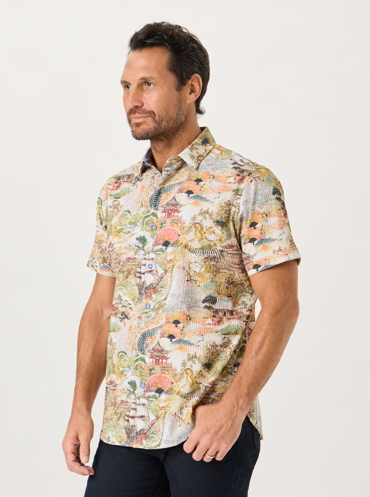 TENGU SHORT SLEEVE BUTTON DOWN SHIRT