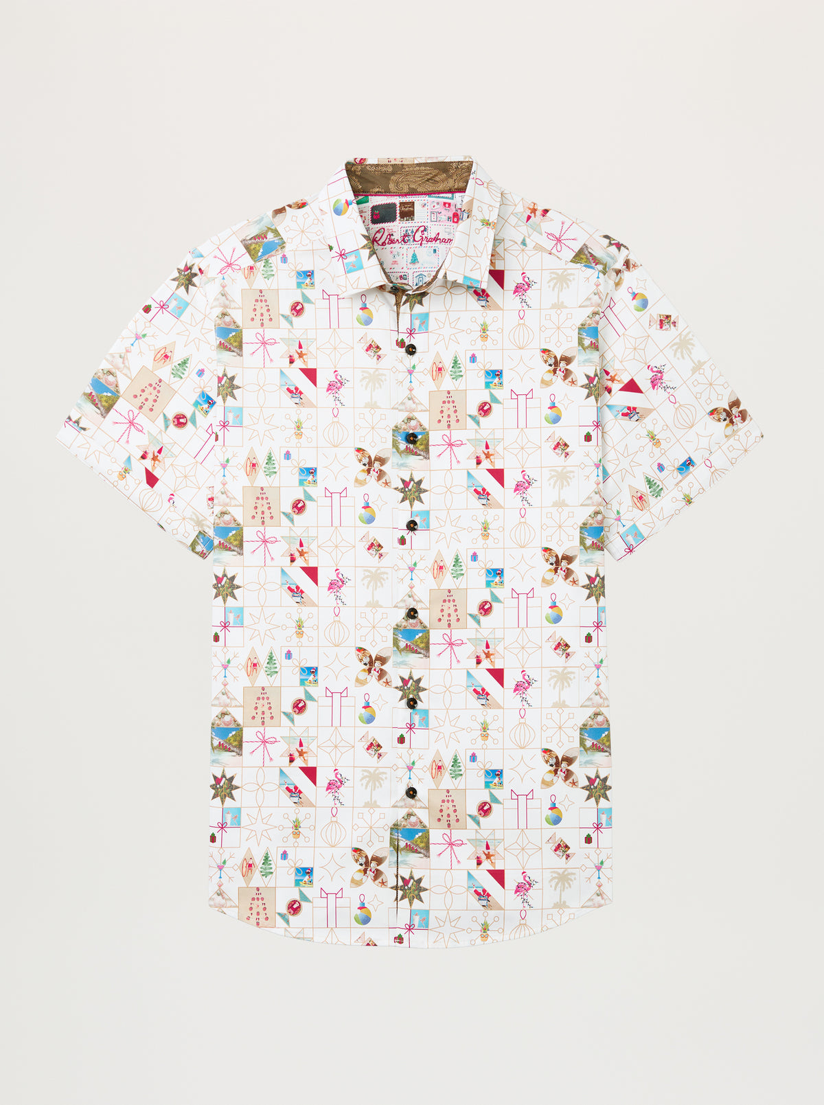 COASTAL CLAUS SHORT SLEEVE BUTTON DOWN SHIRT