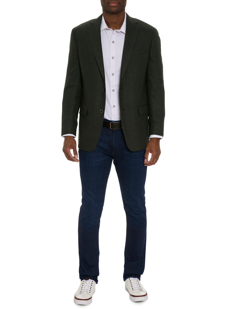 SOLID HERRINGBONE BLAZER