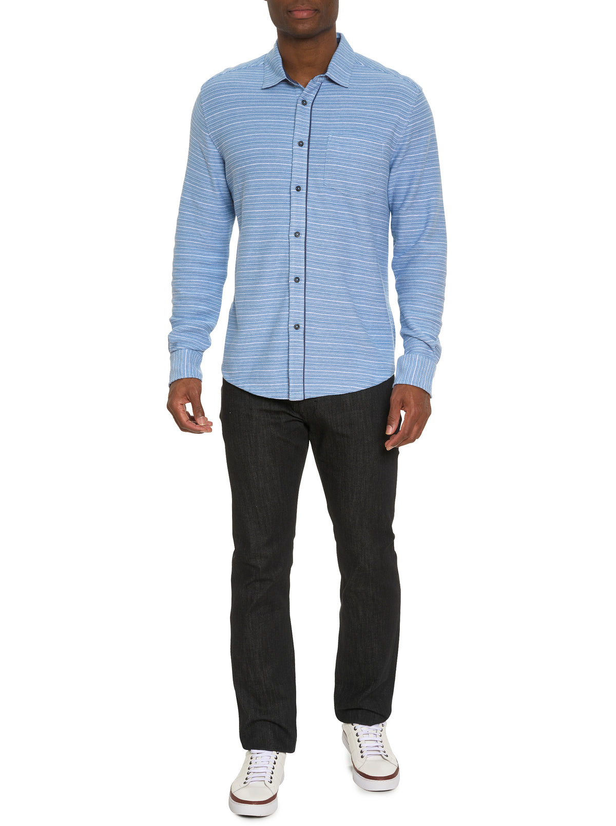ADLER LONG SLEEVE BUTTON FRONT KNIT SHIRT