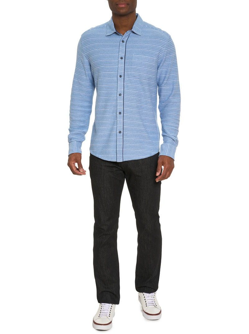 ADLER LONG SLEEVE BUTTON FRONT KNIT SHIRT
