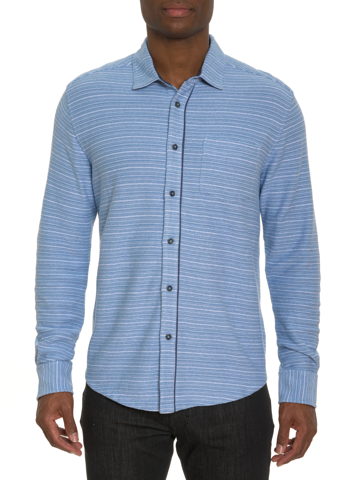 ADLER LONG SLEEVE BUTTON FRONT KNIT SHIRT