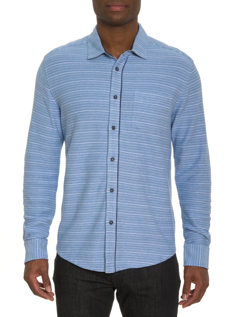 ADLER LONG SLEEVE BUTTON FRONT KNIT SHIRT