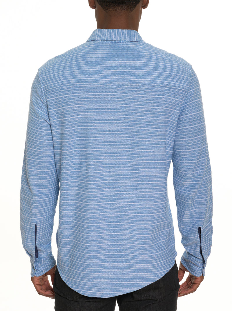 ADLER LONG SLEEVE BUTTON FRONT KNIT SHIRT