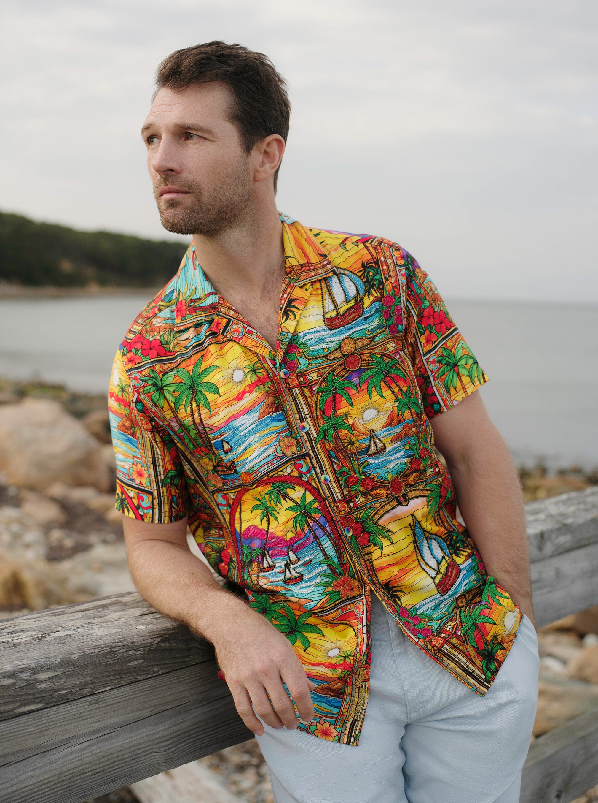LIMITED EDITION THE SAILOR SKY SHORT SLEEVE BUTTON DOWN SHIRT