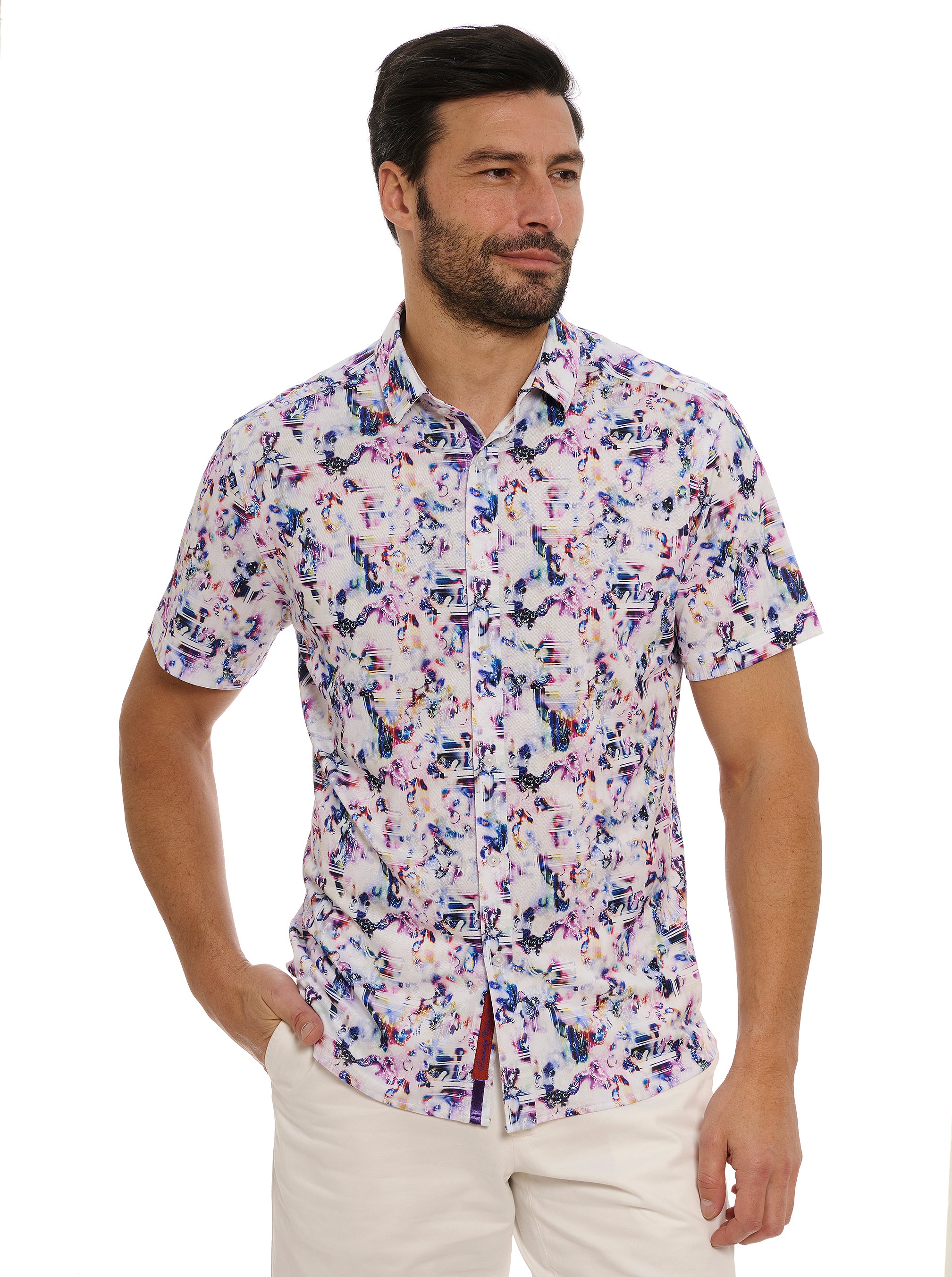 LE PELOSA SHORT SLEEVE BUTTON DOWN SHIRT