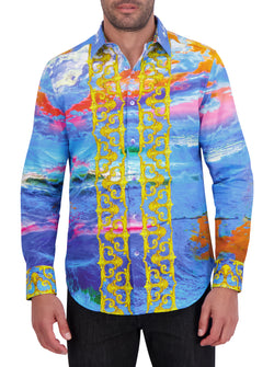 SUNSET AT SEA LONG SLEEVE BUTTON DOWN SHIRT