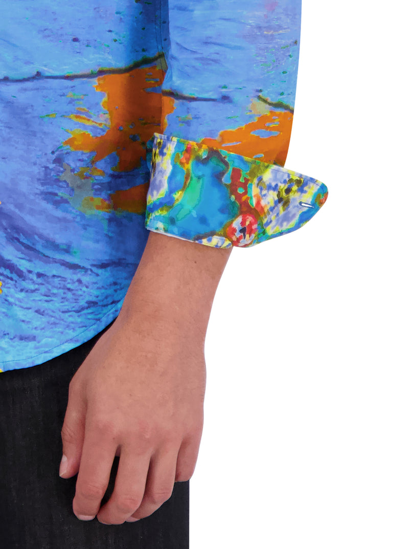 SUNSET AT SEA LONG SLEEVE BUTTON DOWN SHIRT