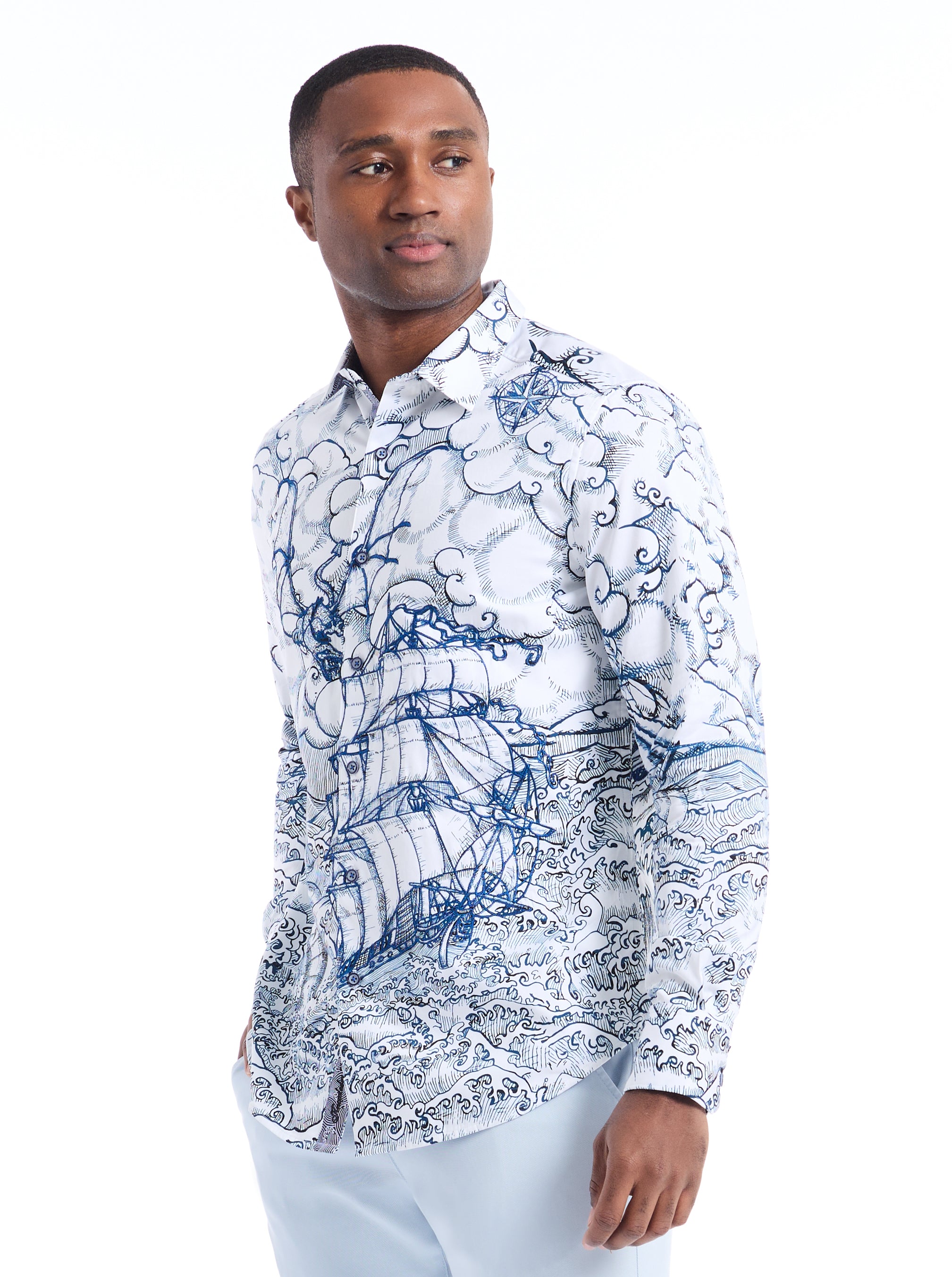SHIPWRECK LONG SLEEVE BUTTON DOWN SHIRT