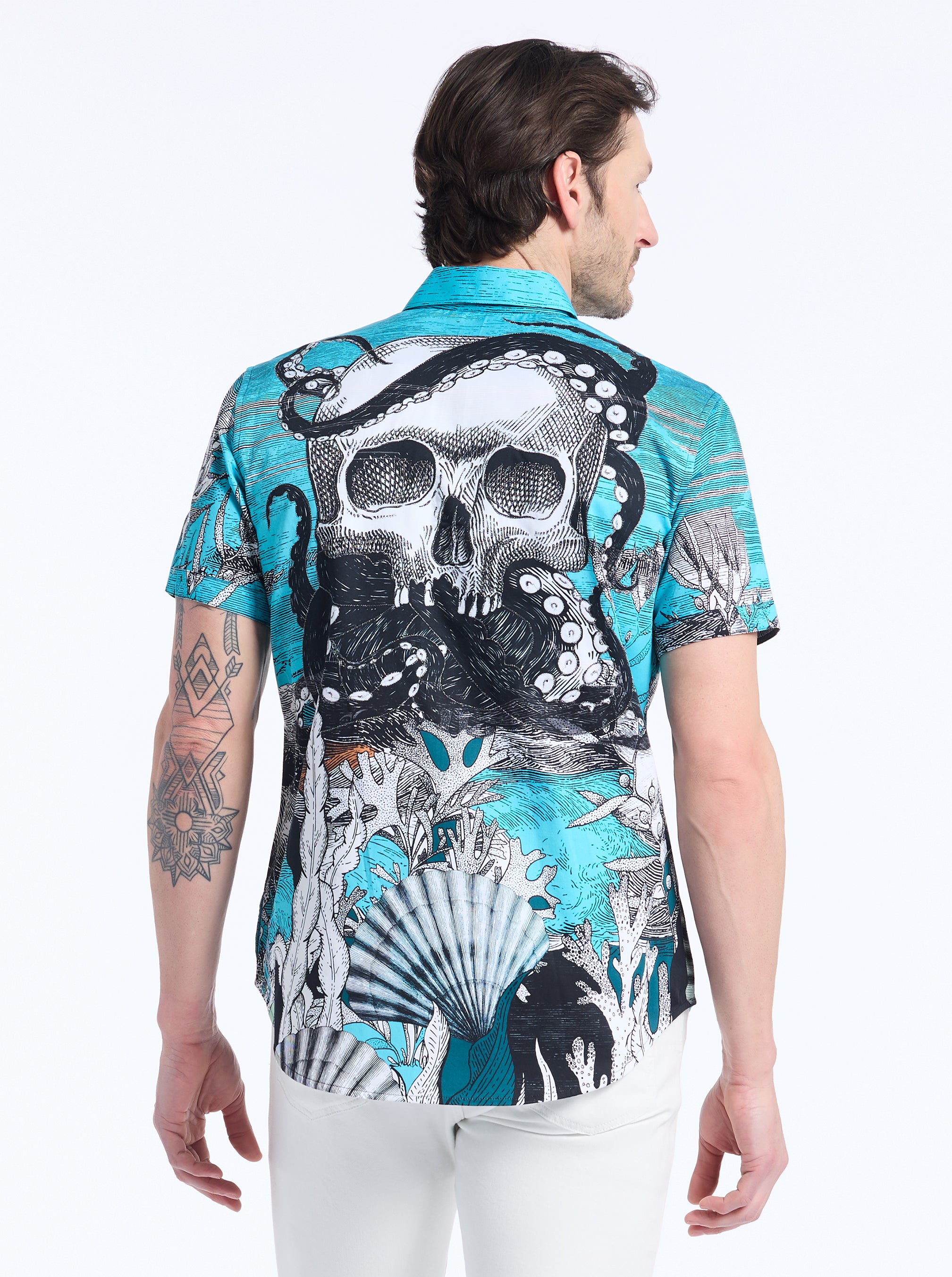 SEA MONSTER SHORT SLEEVE BUTTON DOWN SHIRT