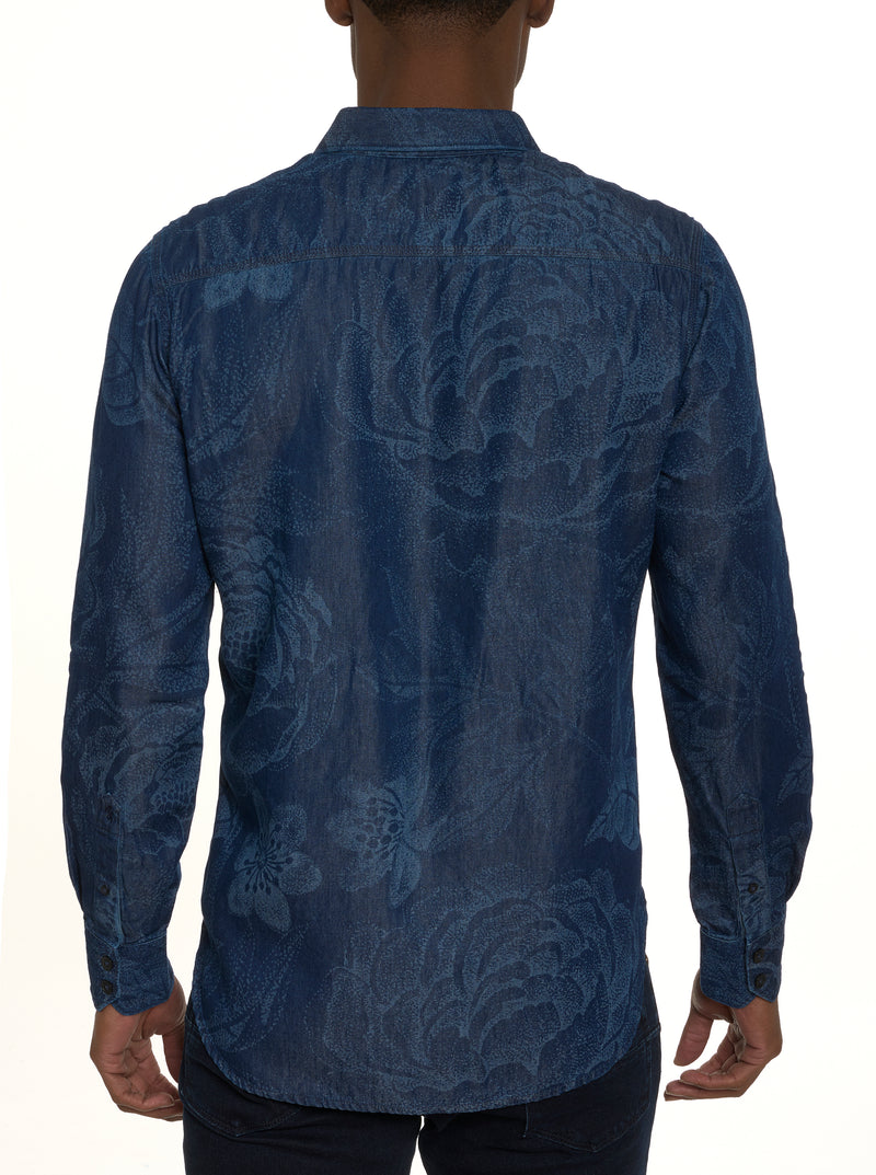 FLOWER THROWER LONG SLEEVE BUTTON DOWN SHIRT