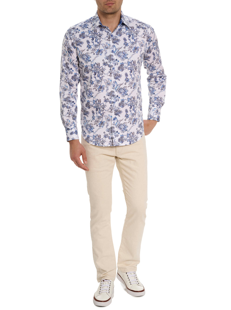 SEA BLOOM LONG SLEEVE BUTTON DOWN SHIRT