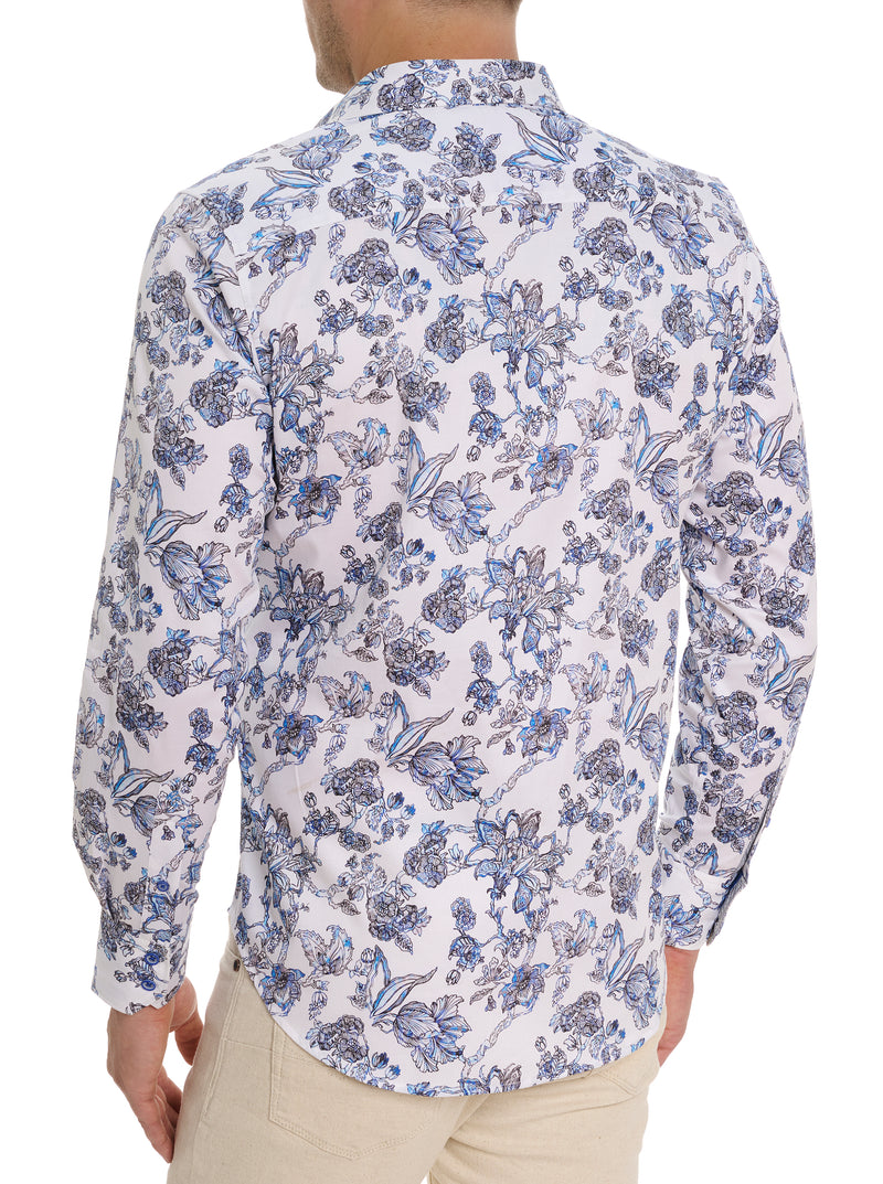 SEA BLOOM LONG SLEEVE BUTTON DOWN SHIRT