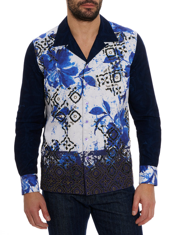 LIMITED EDITION BLUE MURRO LONG SLEEVE BUTTON DOWN SHIRT