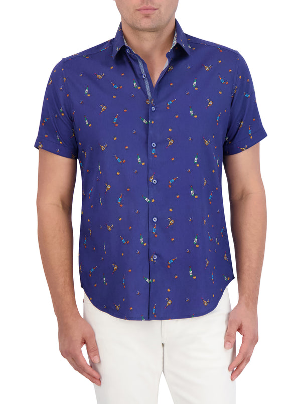 GOOD-NIGHT SHORT SLEEVE BUTTON DOWN SHIRT