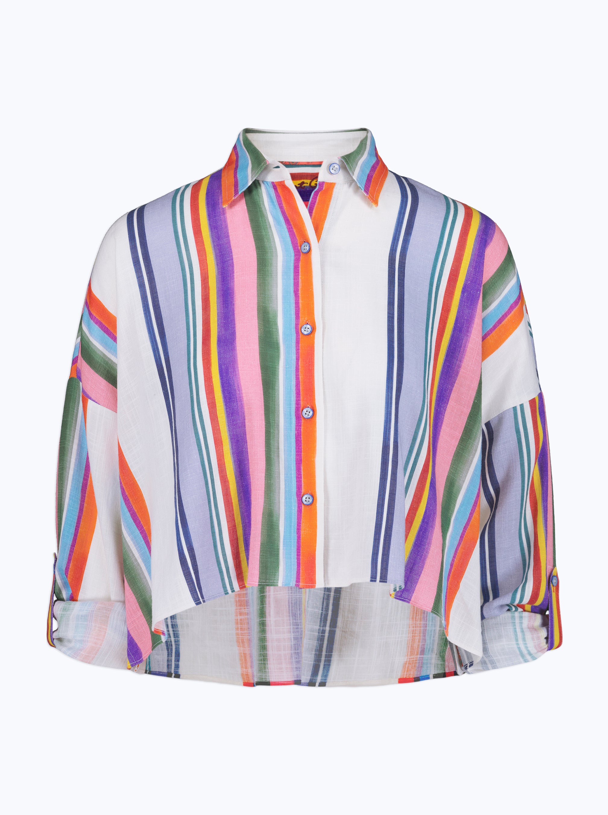 Multicolored striped shirt on a white background