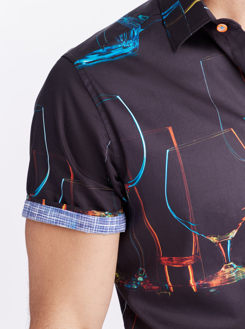 NEON NIGHTS SHORT SLEEVE BUTTON DOWN SHIRT
