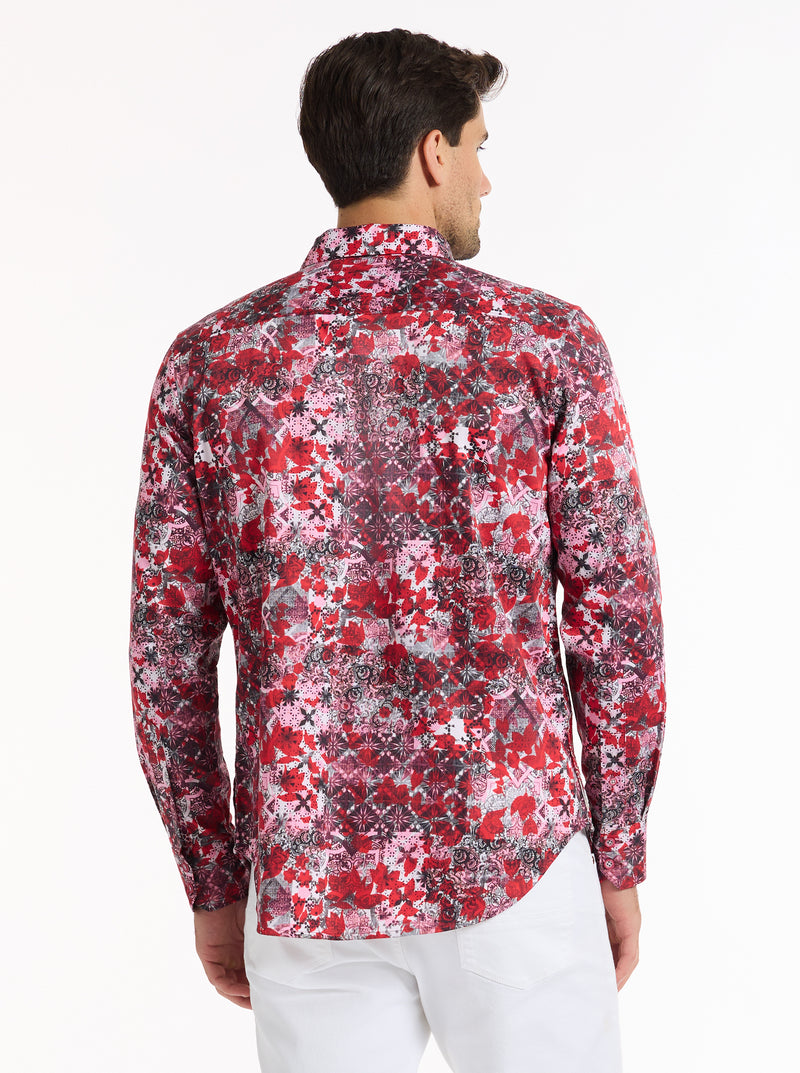 BLOOD ROSE LONG SLEEVE BUTTON DOWN SHIRT