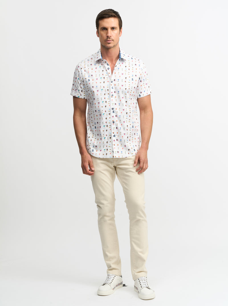 BOOZE CRUZ SHORT SLEEVE BUTTON DOWN SHIRT