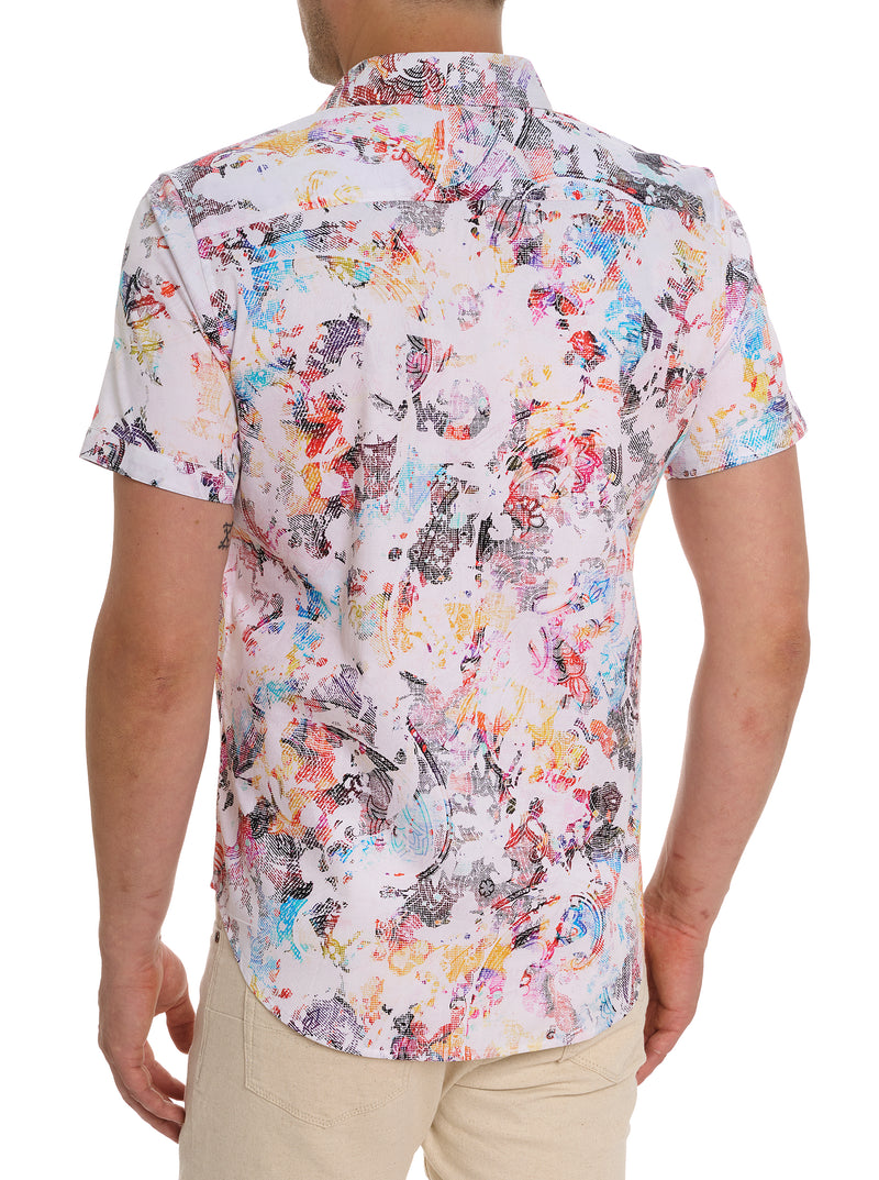 SPLASH OF COLOR SHORT SLEEVE BUTTON SHIRT