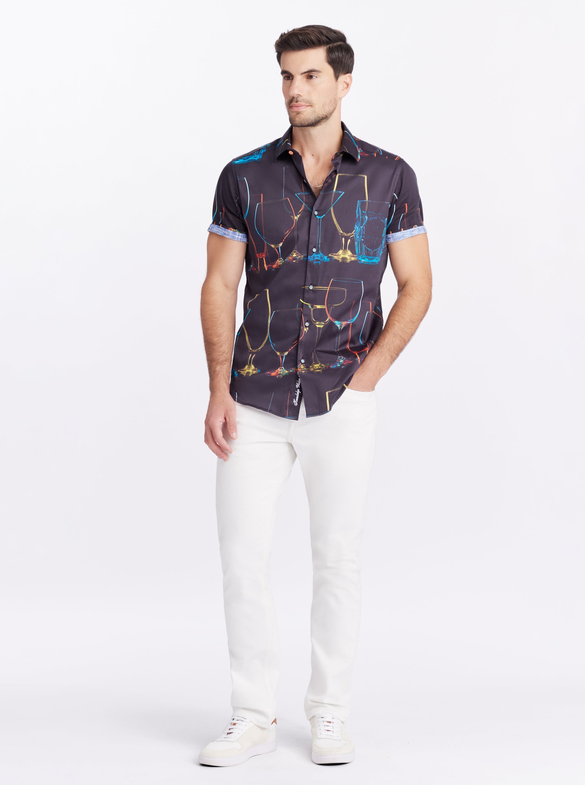 NEON NIGHTS SHORT SLEEVE BUTTON DOWN SHIRT