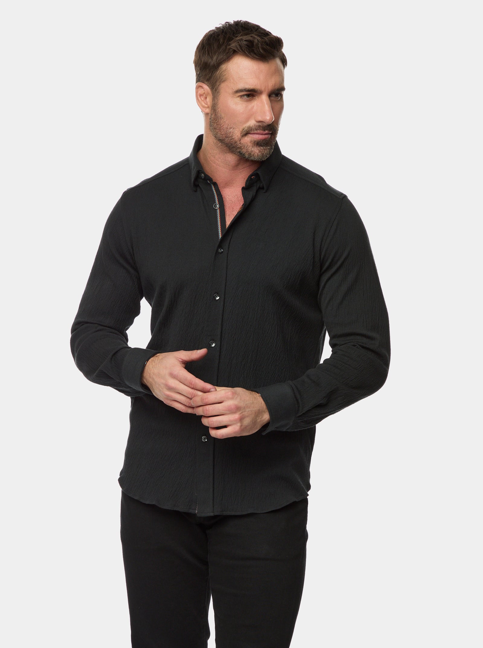 Robert Graham Men's Tomaz Long Sleeve Overshirt – Button-Down Snap Front Shirt