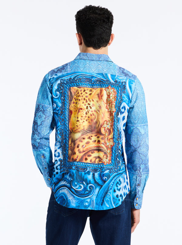 LIMITED EDITION JUNGLE BLUES LONG SLEEVE BUTTON DOWN SHIRT