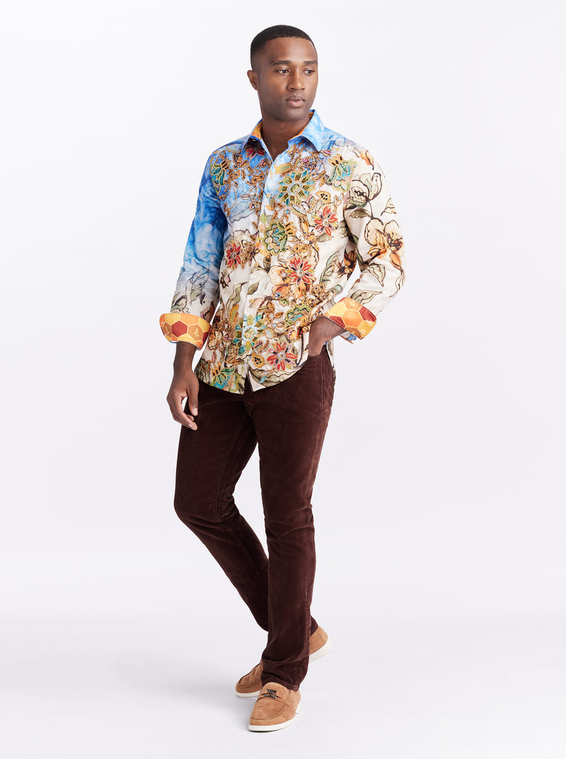 LIMITED EDITION WANDERINBLOSSOM LONG SLEEVE BUTTON DOWN SHIRT TALL