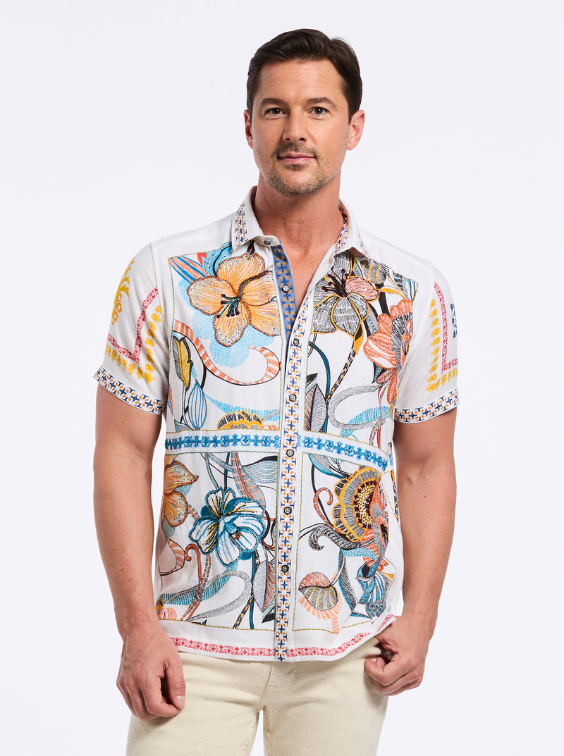 MANZU SHORT SLEEVE BUTTON DOWN SHIRT